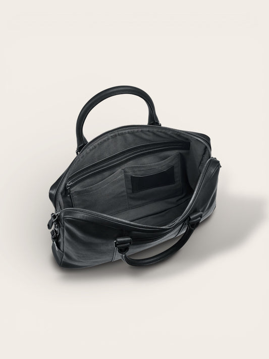 The Executive Commuter Briefcase in Black — Structured Full-Grain Artisan Portfolio
