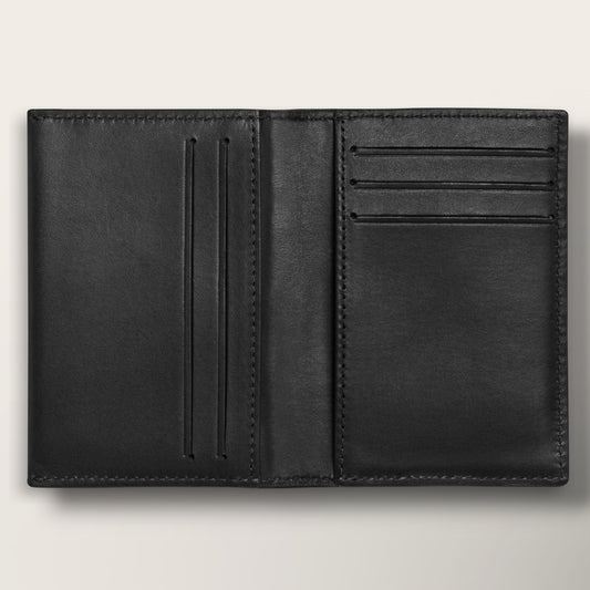The Slim Meridian Card Holder in Black — Precision Full-Grain Leather Bi-Fold