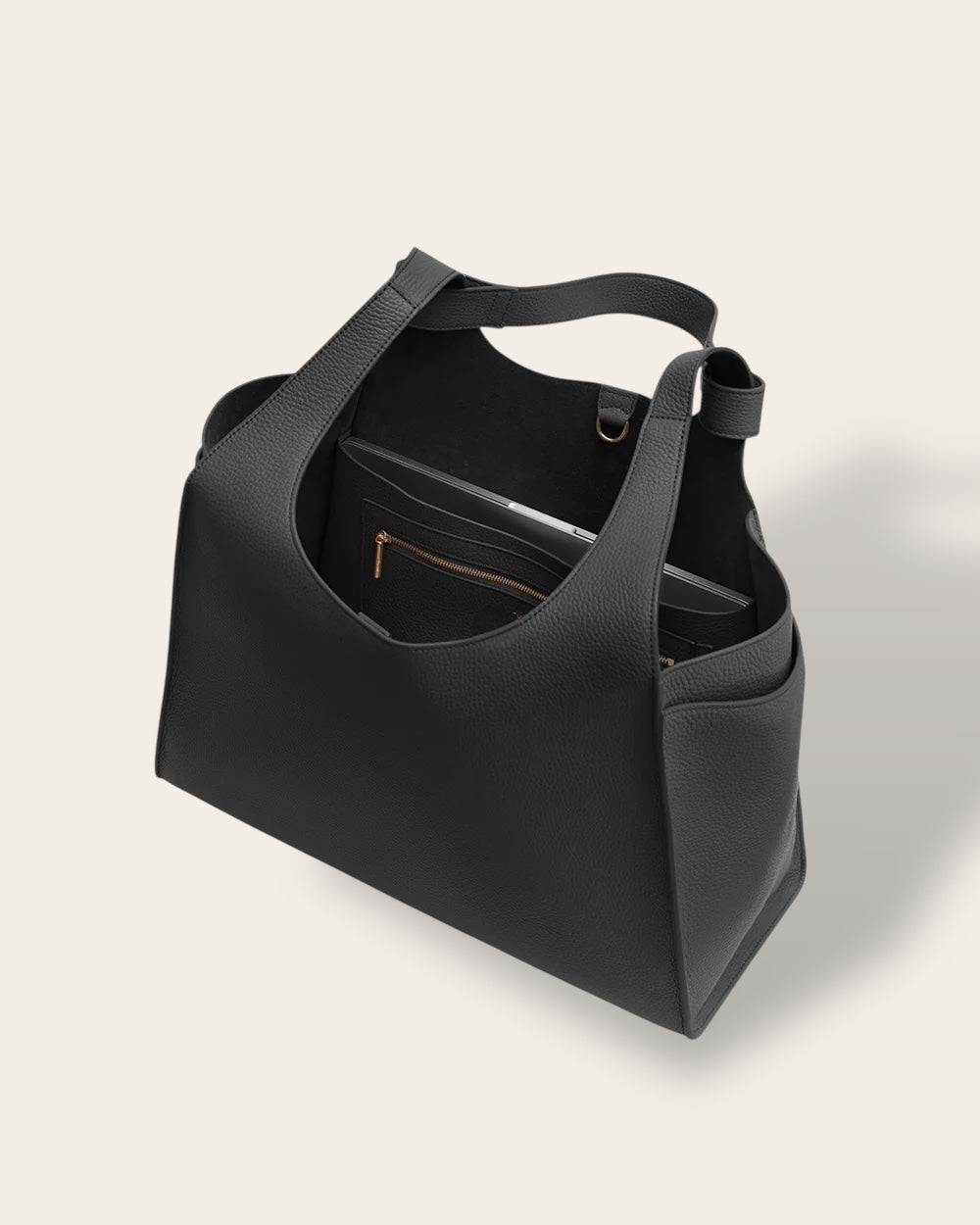 The Double Loop Satchel in Black — Sculpted Italian Full-Grain Leather Handbag