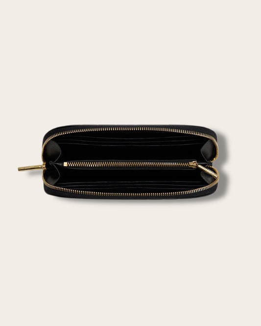 The Curved Zip Wallet in Black Croco — Sculpted Italian Full-Grain Leather Wallet