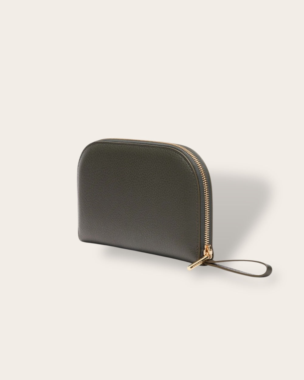 The Duo Zip Wallet in Dark Olive — Sculpted Italian Full-Grain Leather Wallet
