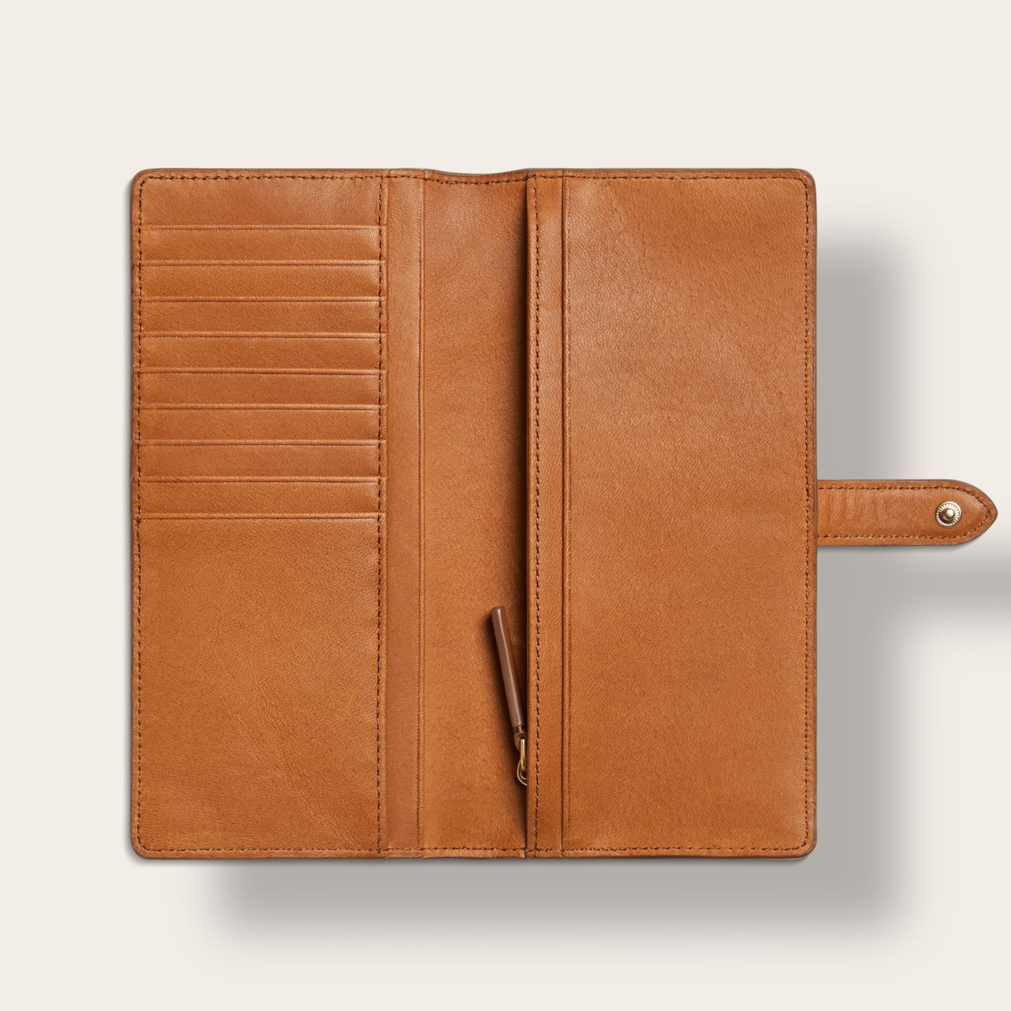 The Continental Snap Wallet in Tan — Premium Full-Grain Leather Long Wallet