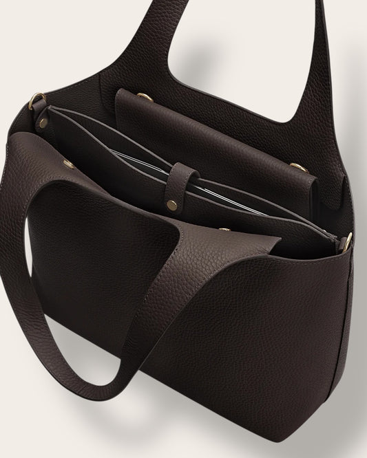 The System Laptop Sleeve 16-inch in Black — Sculpted Italian Full-Grain Leather Tech Case