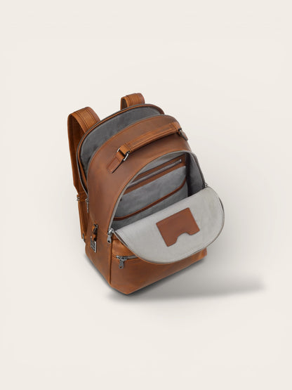 Runwell Leather Backpack in Medium Brown — Iconic Full-Grain Commuter Bag