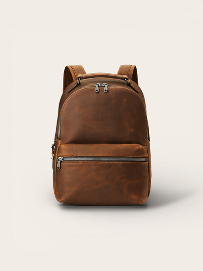 Runwell Leather Backpack in Medium Brown — Iconic Full-Grain Commuter Bag