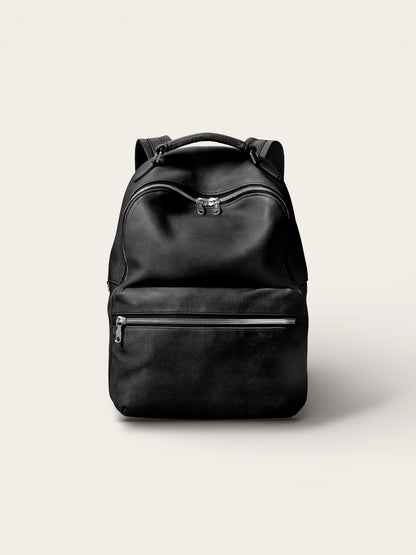 Runwell Leather Backpack in Black — Sleek Full-Grain Daily Essential