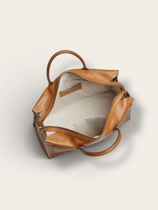 The Heritage Grand Satchel in Tan — Sculpted Full-Grain Leather Carryall
