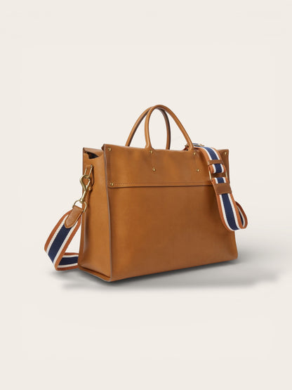 The Heritage Grand Satchel in Tan — Sculpted Full-Grain Leather Carryall