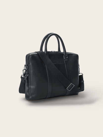 The Executive Commuter Briefcase in Black — Structured Full-Grain Artisan Portfolio