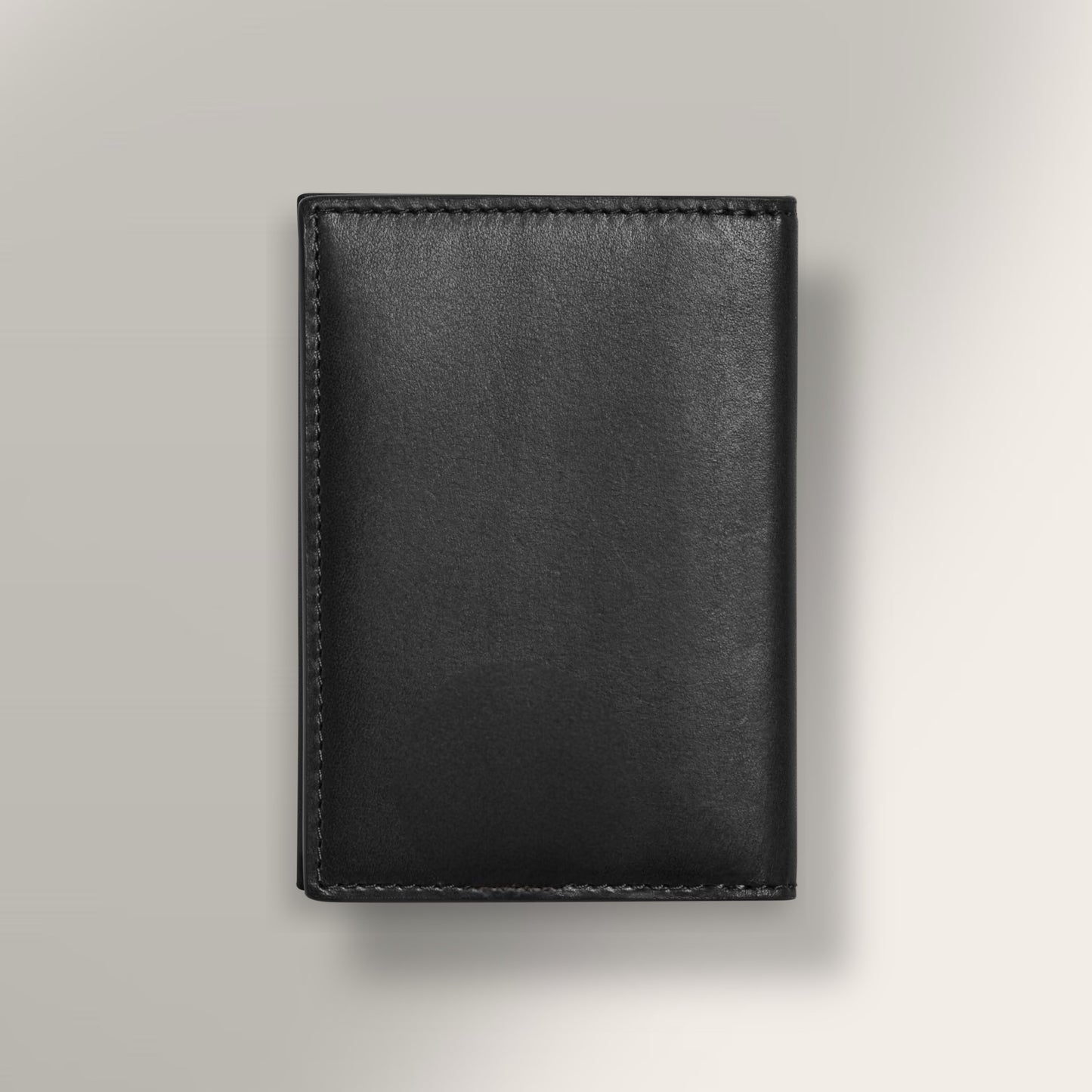 The Slim Meridian Card Holder in Black — Precision Full-Grain Leather Bi-Fold