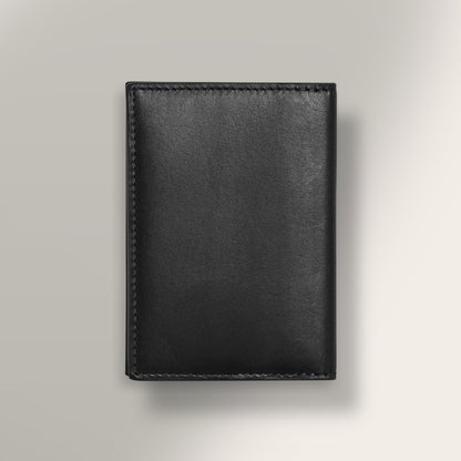 The Slim Meridian Card Holder in Black — Precision Full-Grain Leather Bi-Fold