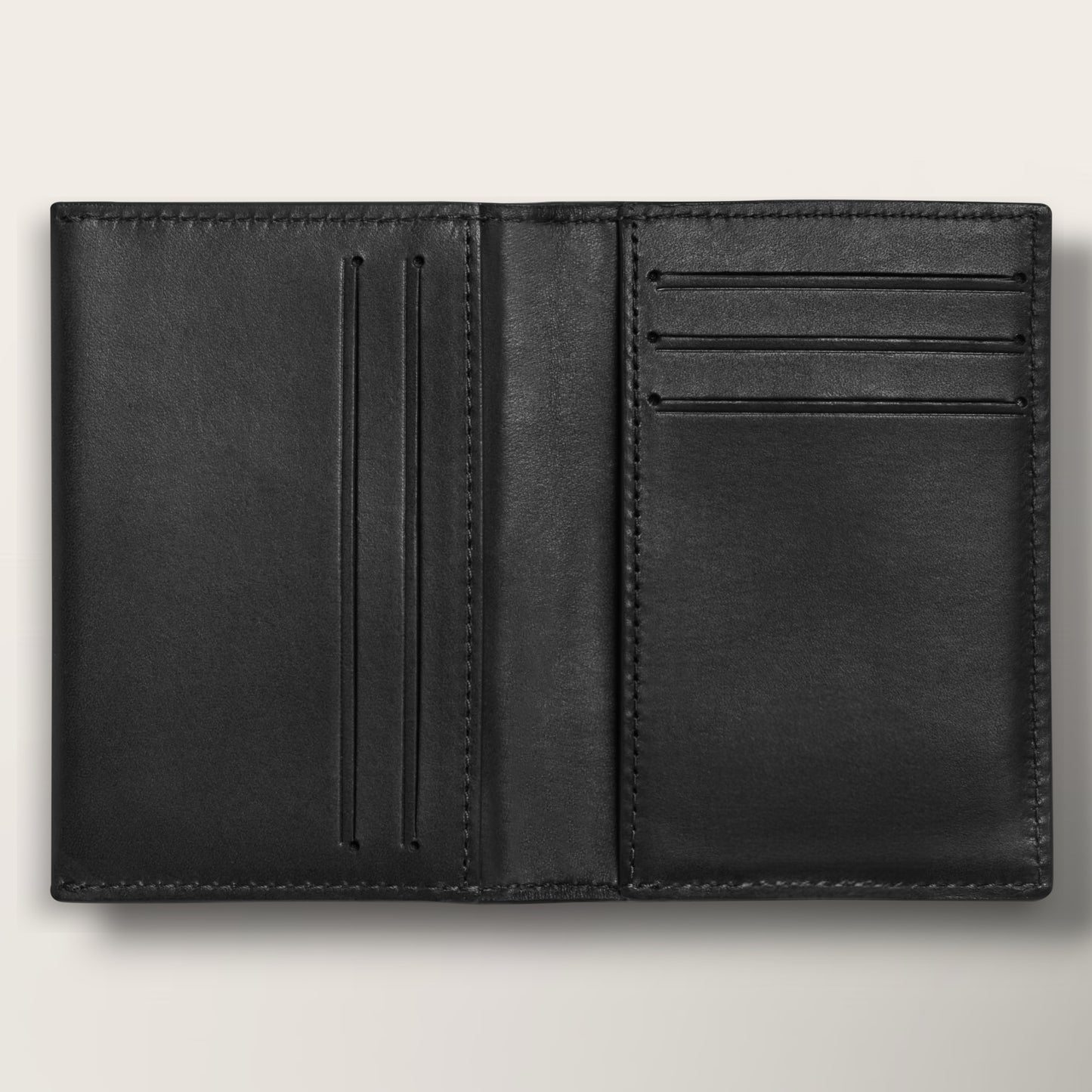 The Slim Meridian Card Holder in Black — Precision Full-Grain Leather Bi-Fold