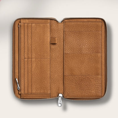 The Apex Organizer Portfolio in Tan — Artisan Full-Grain Leather Travel Wallet