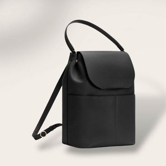 The Serene 16-Inch Laptop Backpack in Stone — Architectural Full-Grain Leather