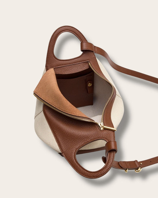 The Paloma Artisan Satchel in Linen — Sculpted Italian Full-Grain Leather Handbag