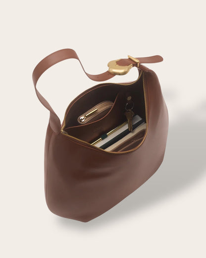 The Oversized Celestia Satchel in Dark Chestnut — Grand Italian Full-Grain Leather Statement Bag