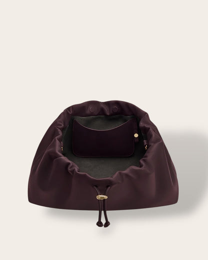 The Dia Sculpted Satchel in Plum — Italian Full-Grain Leather Multi-Way Bag