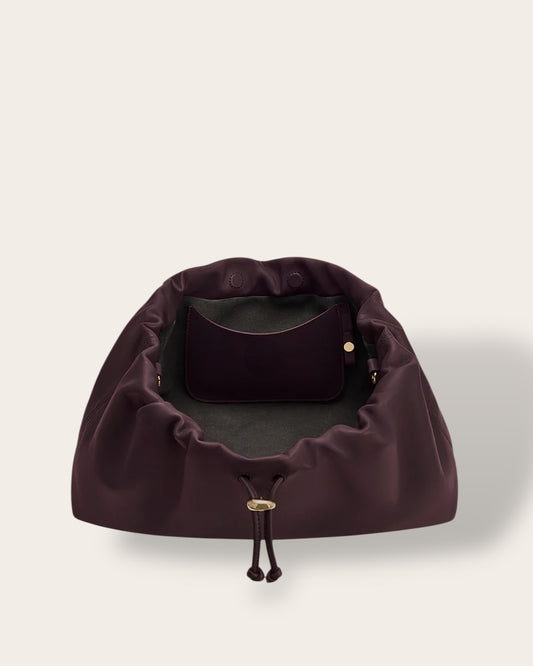 The Dia Sculpted Satchel in Plum — Italian Full-Grain Leather Multi-Way Bag