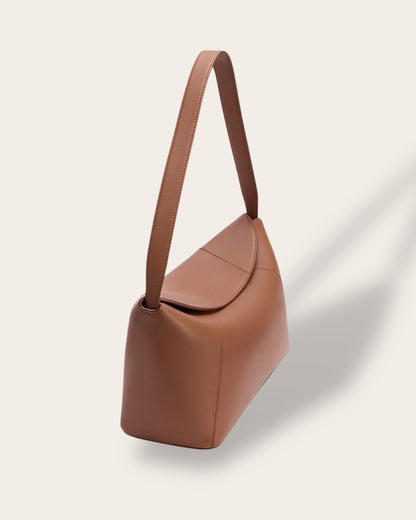 The Forma Shoulder Bag in Chestnut — Sculpted Italian Full-Grain Leather Minimalist Bag