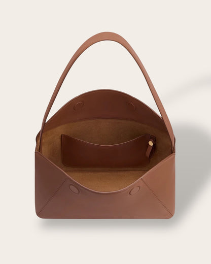 The Forma Shoulder Bag in Chestnut — Sculpted Italian Full-Grain Leather Minimalist Bag