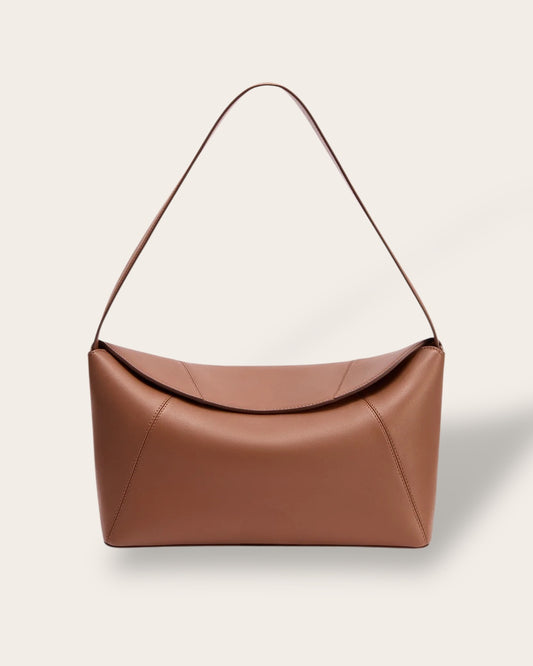 The Forma Shoulder Bag in Chestnut — Sculpted Italian Full-Grain Leather Minimalist Bag