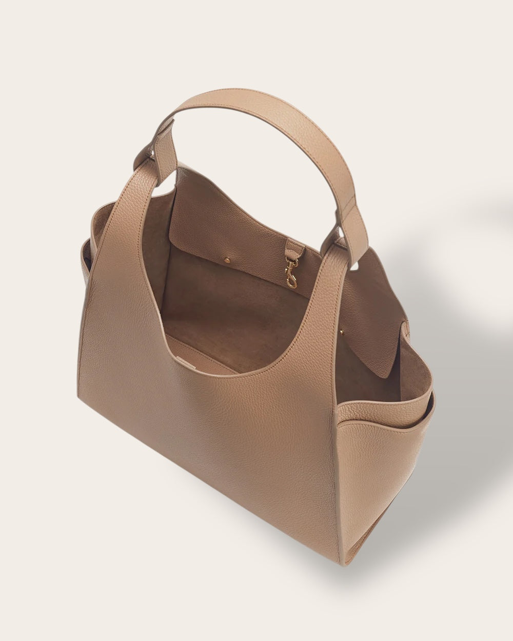 The Double Loop Satchel in Cappuccino — Sculpted Italian Full-Grain Leather Handbag