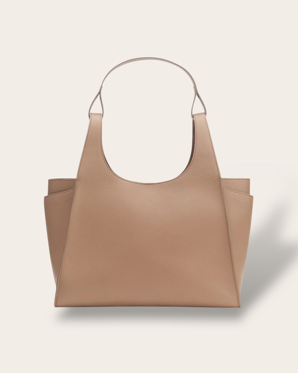 The Double Loop Satchel in Cappuccino — Sculpted Italian Full-Grain Leather Handbag