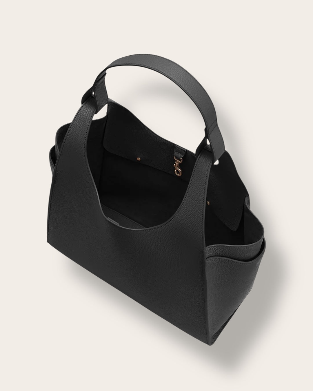 The Double Loop Satchel in Black — Sculpted Italian Full-Grain Leather Handbag