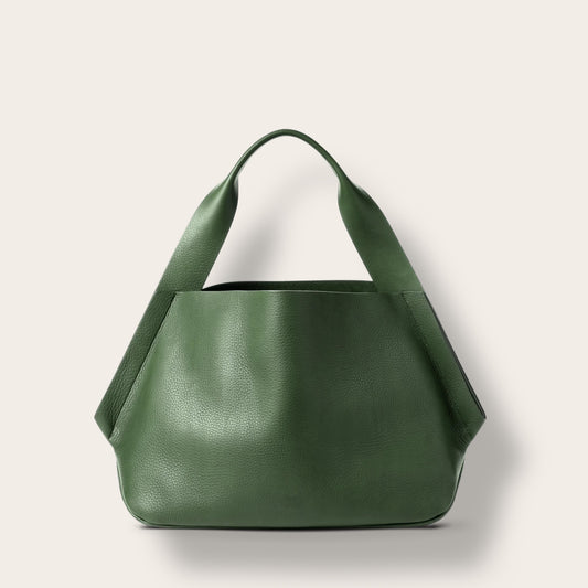 The Runwell Shoulder Bag in Evergreen — Premium Full-Grain Leather Daily Carryall