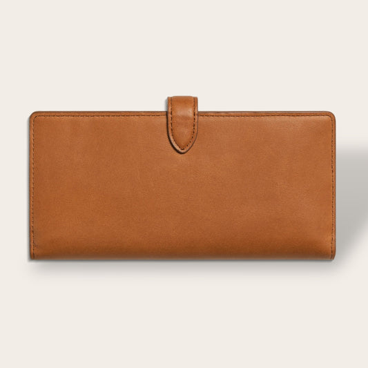 The Continental Snap Wallet in Tan — Premium Full-Grain Leather Long Wallet