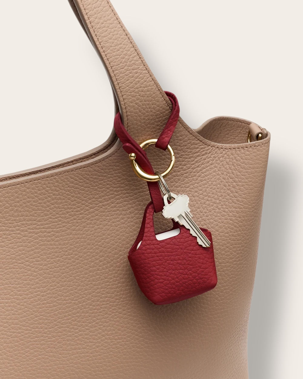 The System Tote Charm in Sangria — Sculpted Italian Full-Grain Leather Accessory