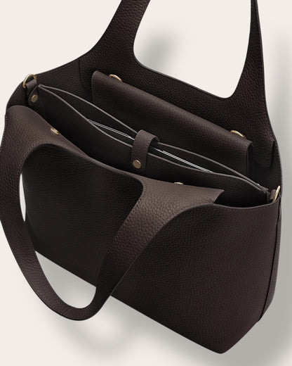 The System Laptop Sleeve 16-inch in Black — Sculpted Italian Full-Grain Leather Tech Case