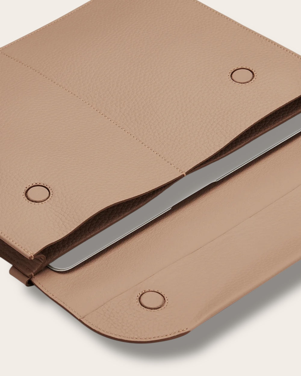 The Tech Carryall (15-16 inch) in Cappuccino — Sculpted Italian Full-Grain Leather Workspace Organizer