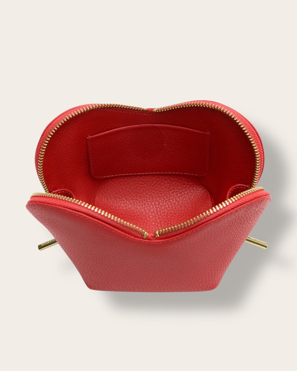 The Mini Heart Case in Red — Sculpted Italian Full-Grain Leather Accessory