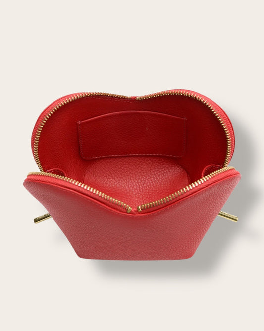 The Mini Heart Case in Red — Sculpted Italian Full-Grain Leather Accessory