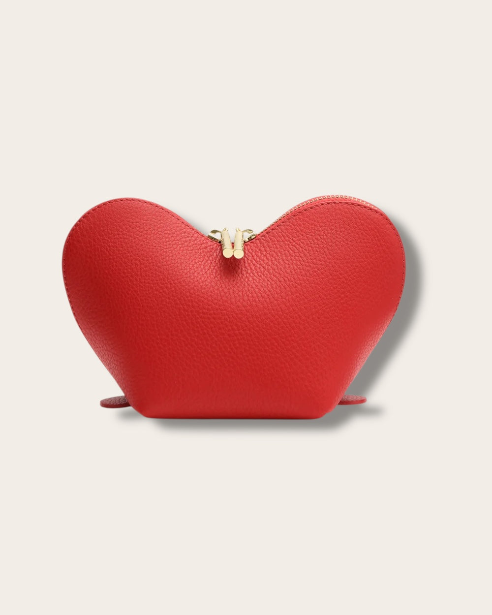 The Mini Heart Case in Red — Sculpted Italian Full-Grain Leather Accessory