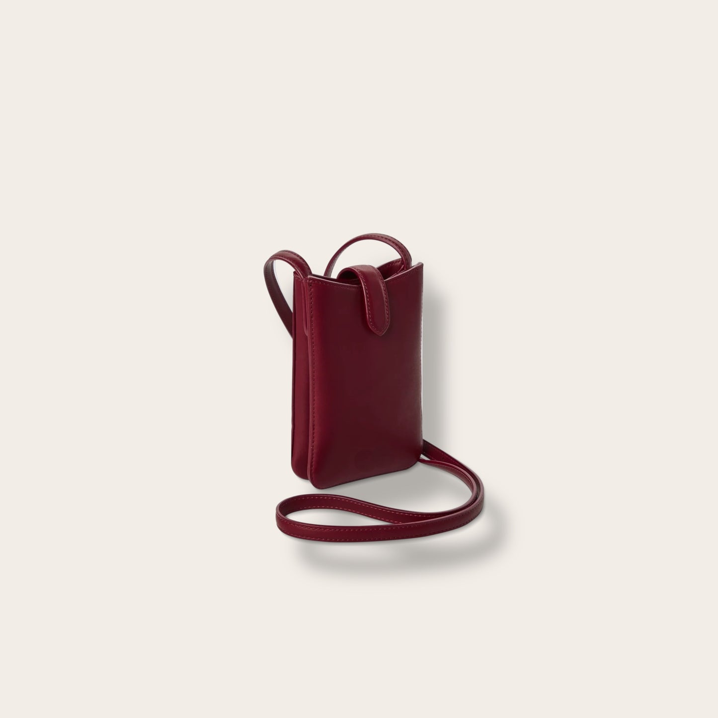 The Phone Crossbody in Ruby — Premium Full-Grain Leather Tech Accessory