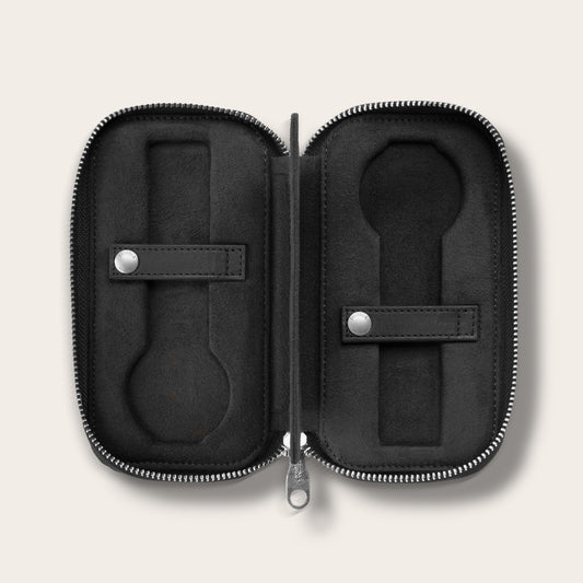 The Travel Watch Case in Black — Premium Full-Grain Leather Timepiece Protector