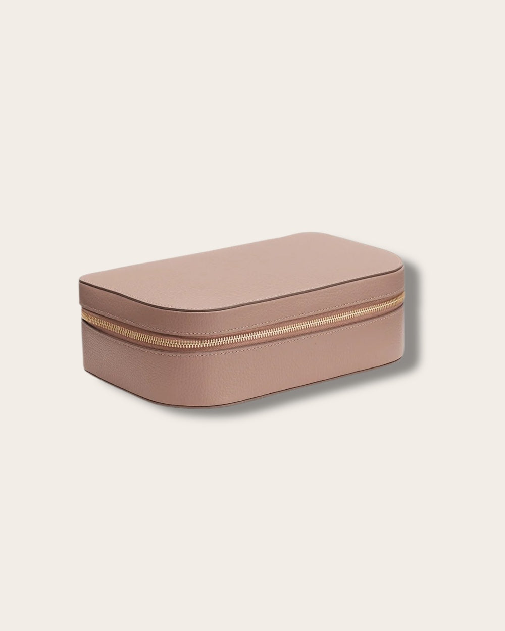 The Travel Beauty Case in Soft Rose — Sculpted Italian Full-Grain Leather Organizer