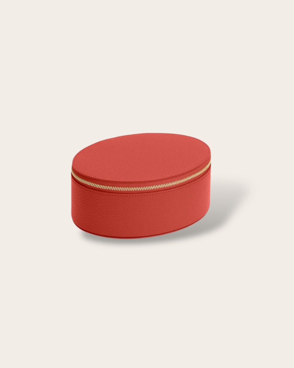 The Large Jewelry Case in Dark Coral — Sculpted Italian Full-Grain Leather Organizer